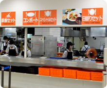 食券を買ったら、メニューごとに分かれたカウンターへ。